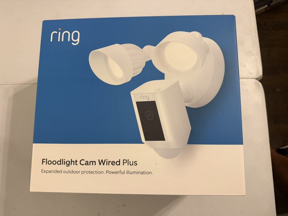 NIB Ring Floodlight Cam Wired Plus (White) 1080p Outdoor Motion Camera